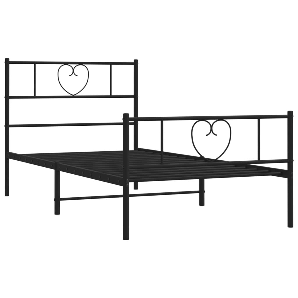 vidaXL Cadre de lit métal sans matelas avec pied de lit noir 107x203cm