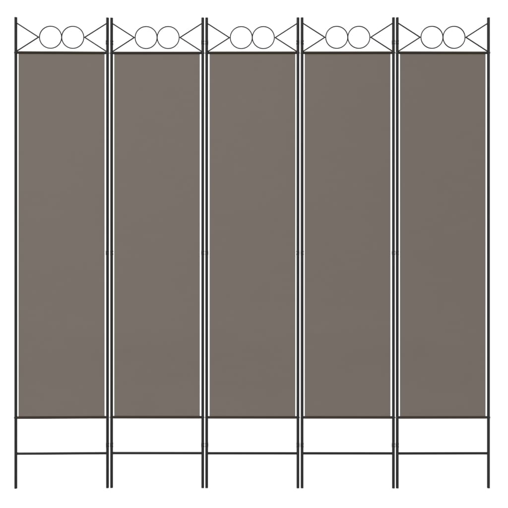 vidaXL Cloison de séparation 5 panneaux Anthracite 200x220 cm Tissu