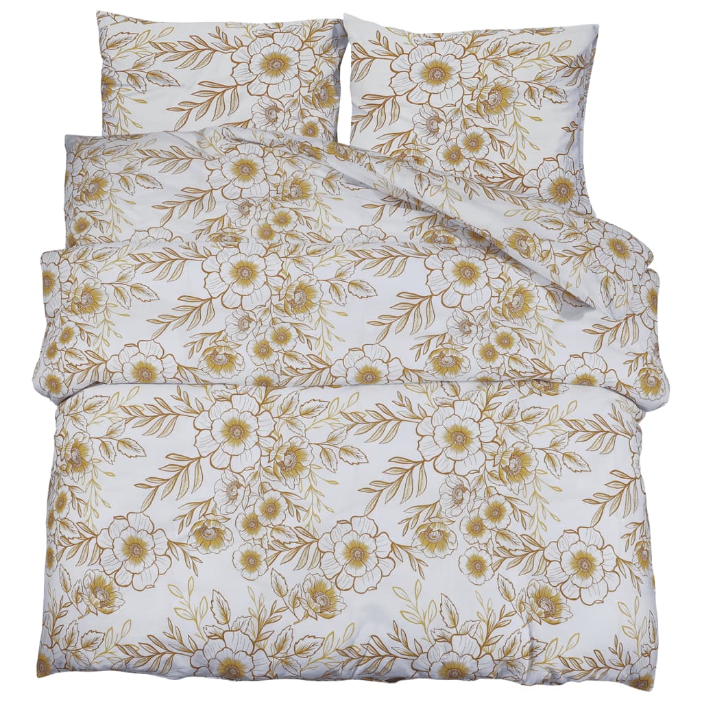 vidaXL Ensemble de housse de couette blanc et marron 140x200 cm Coton