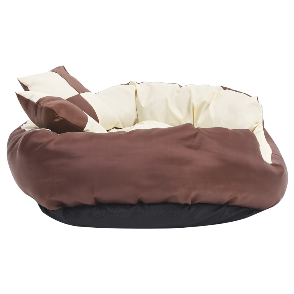 vidaXL Coussin réversible lavable de chien Marron et crème 85x70x20 cm