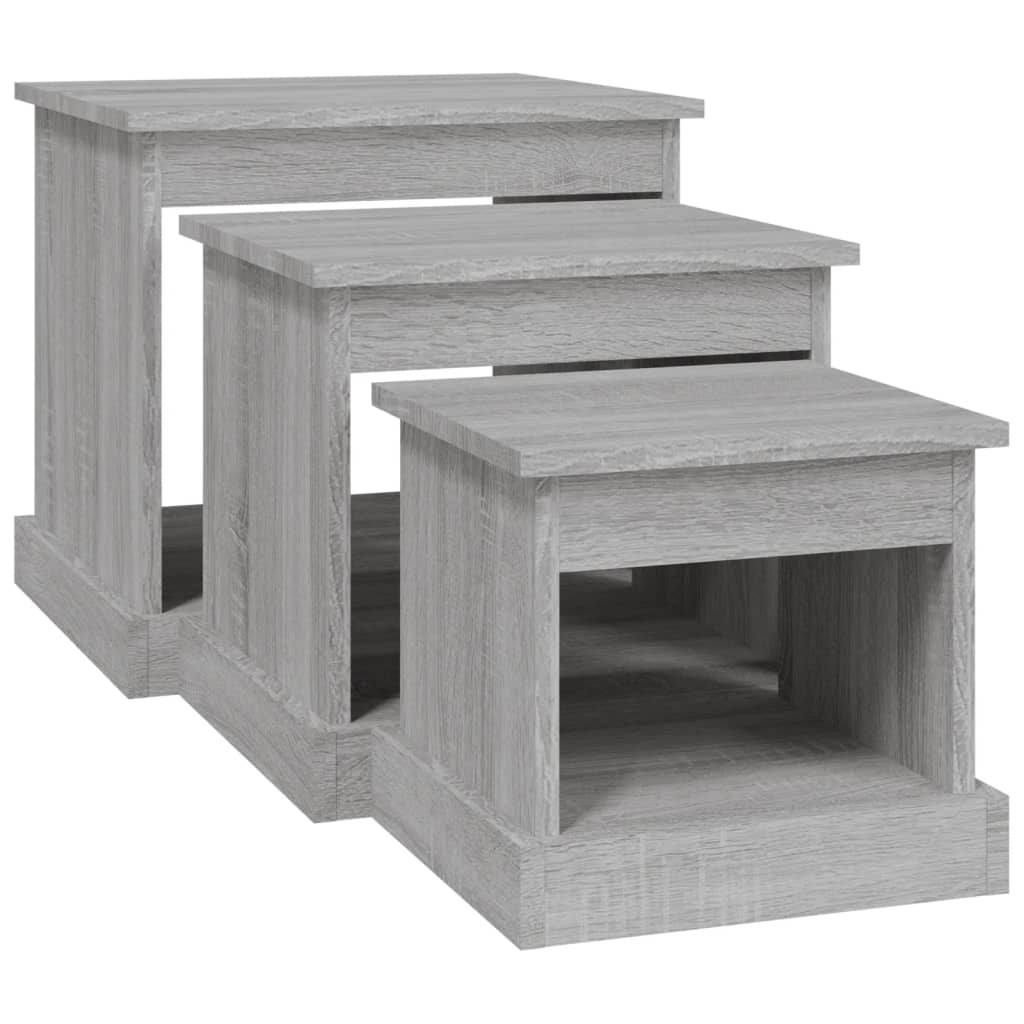 vidaXL Tables basses 3 pcs sonoma gris bois d'ingénierie