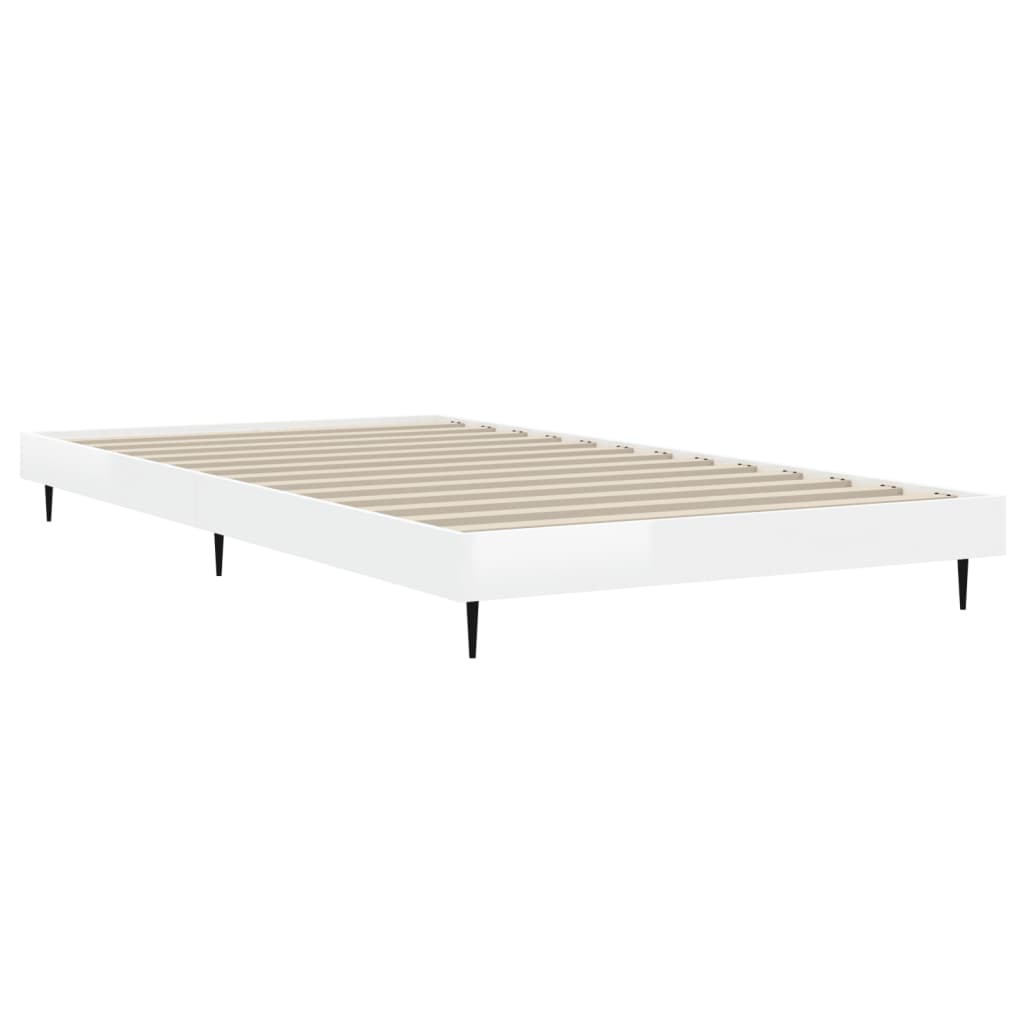 vidaXL Cadre de lit blanc brillant 90x190 cm bois d'ingénierie