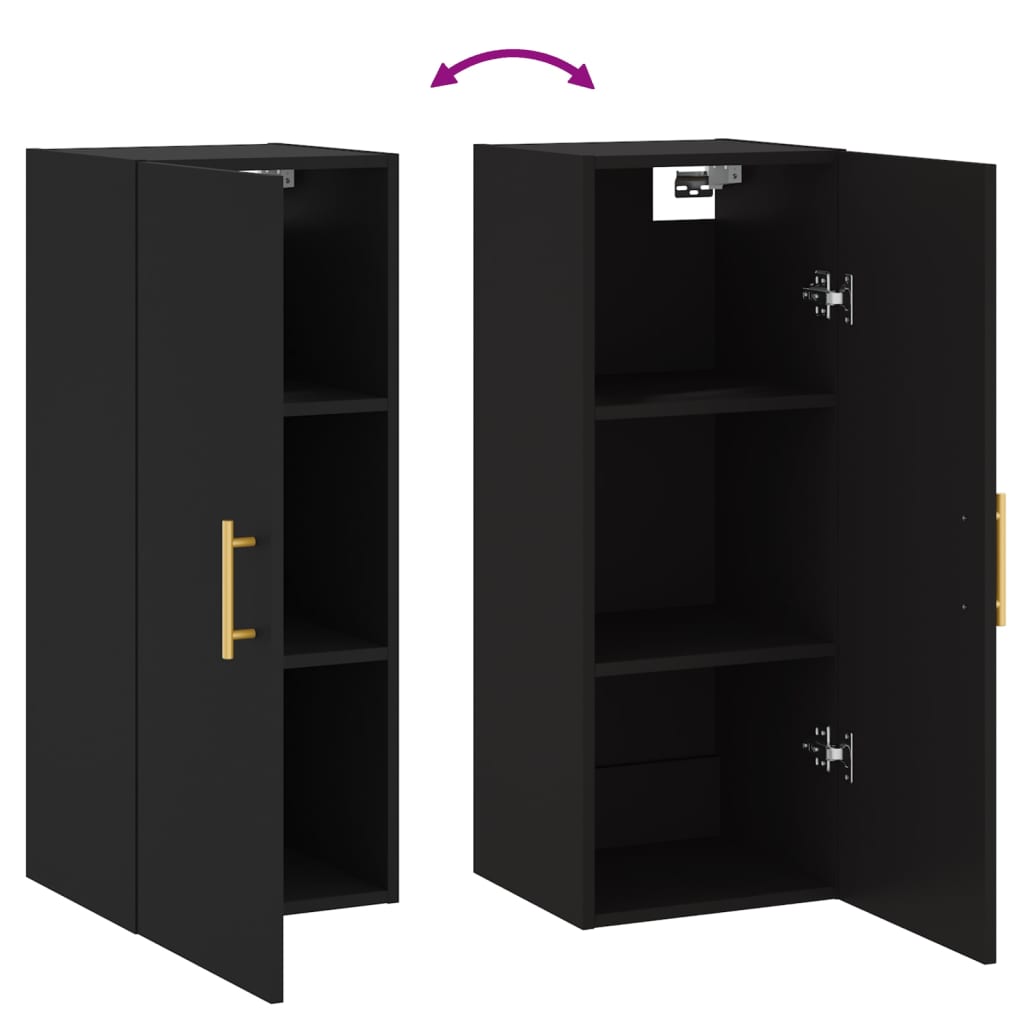 vidaXL Armoire murale noir 34,5x34x90 cm