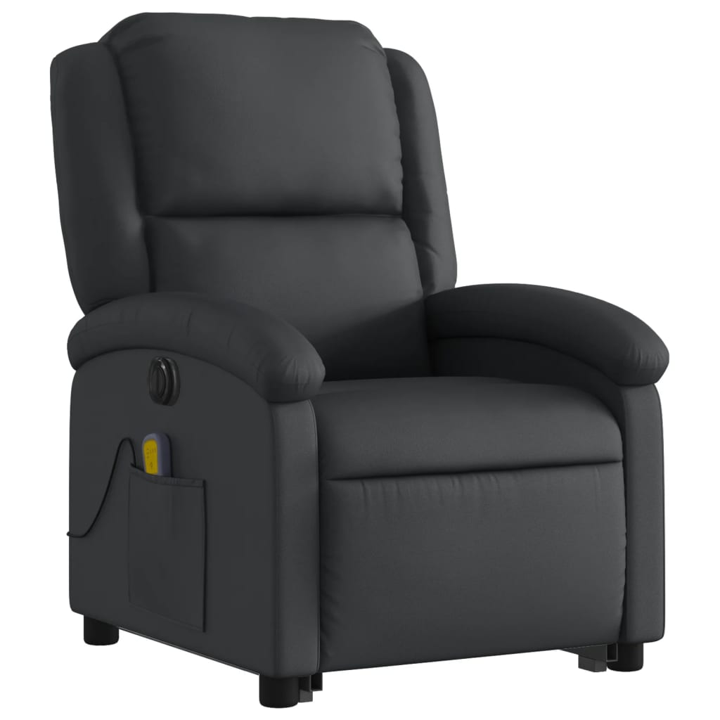 vidaXL Fauteuil inclinable de massage électrique noir cuir véritable