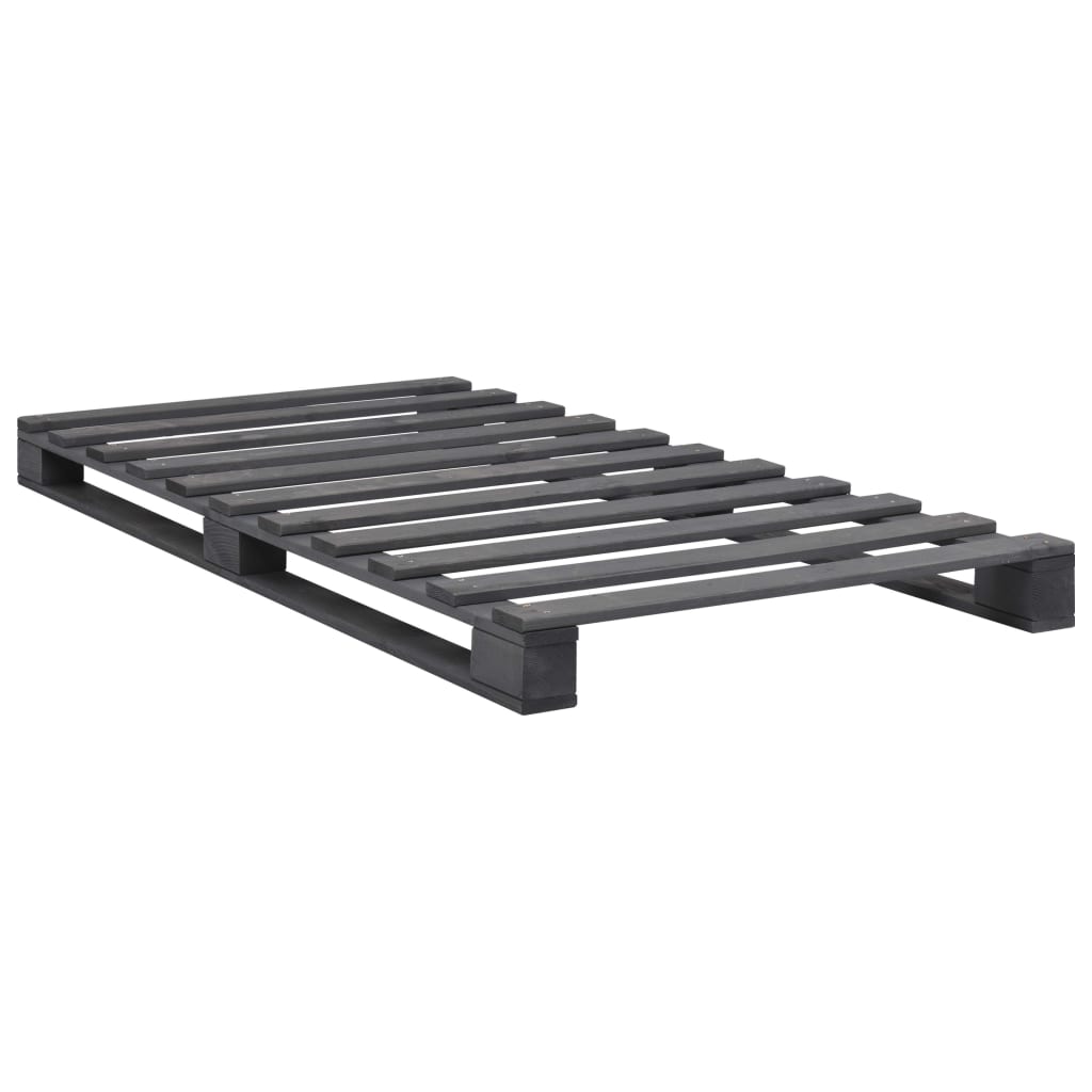 vidaXL Cadre de lit de palette sans matelas gris 100x200cm bois massif