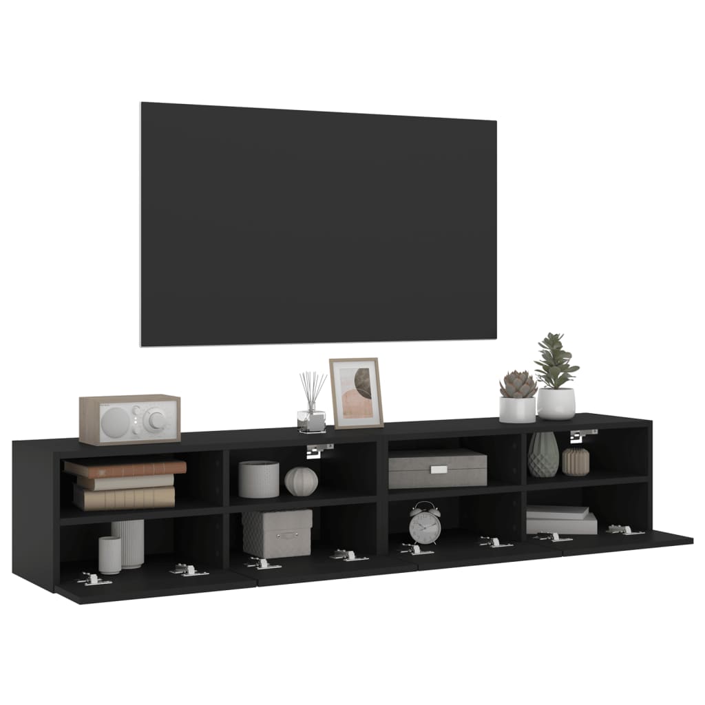 vidaXL Meubles TV muraux 2 pcs noir 80x30x30 cm bois d'ingénierie