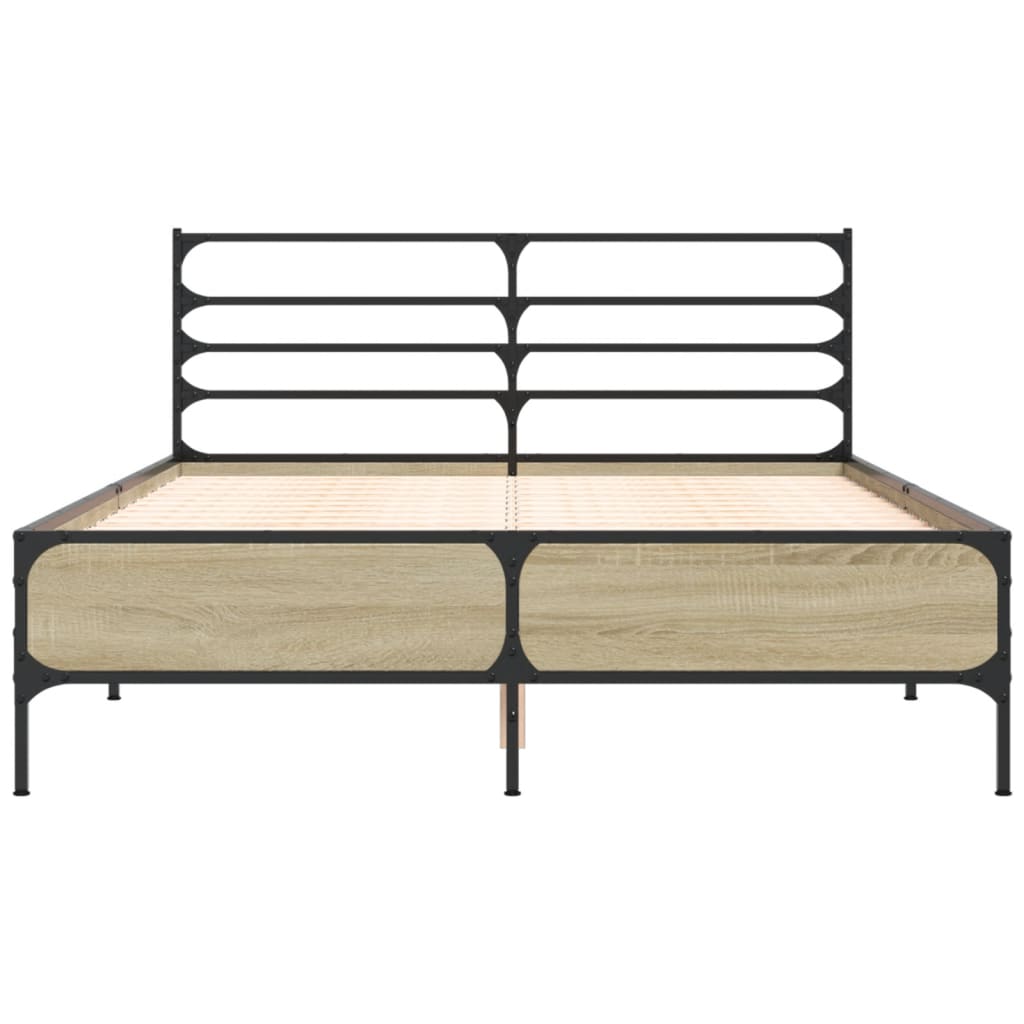 vidaXL Cadre de lit sans matelas chêne sonoma 135x190 cm