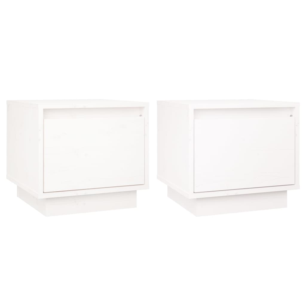 vidaXL Tables de chevet 2 pcs Blanc 35x34x32 cm Bois de pin solide