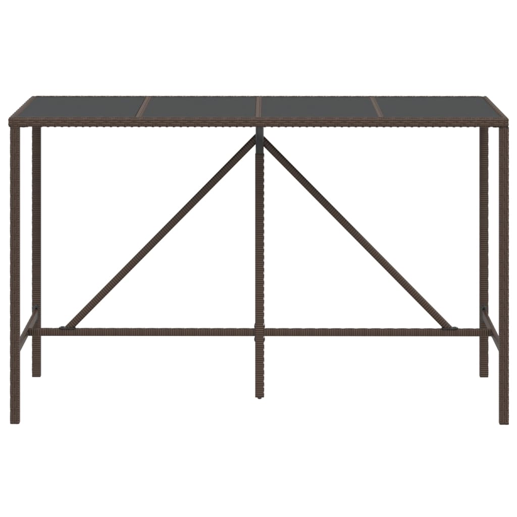 vidaXL Table de bar et dessus en verre marron 180x70x110 cm poly rotin