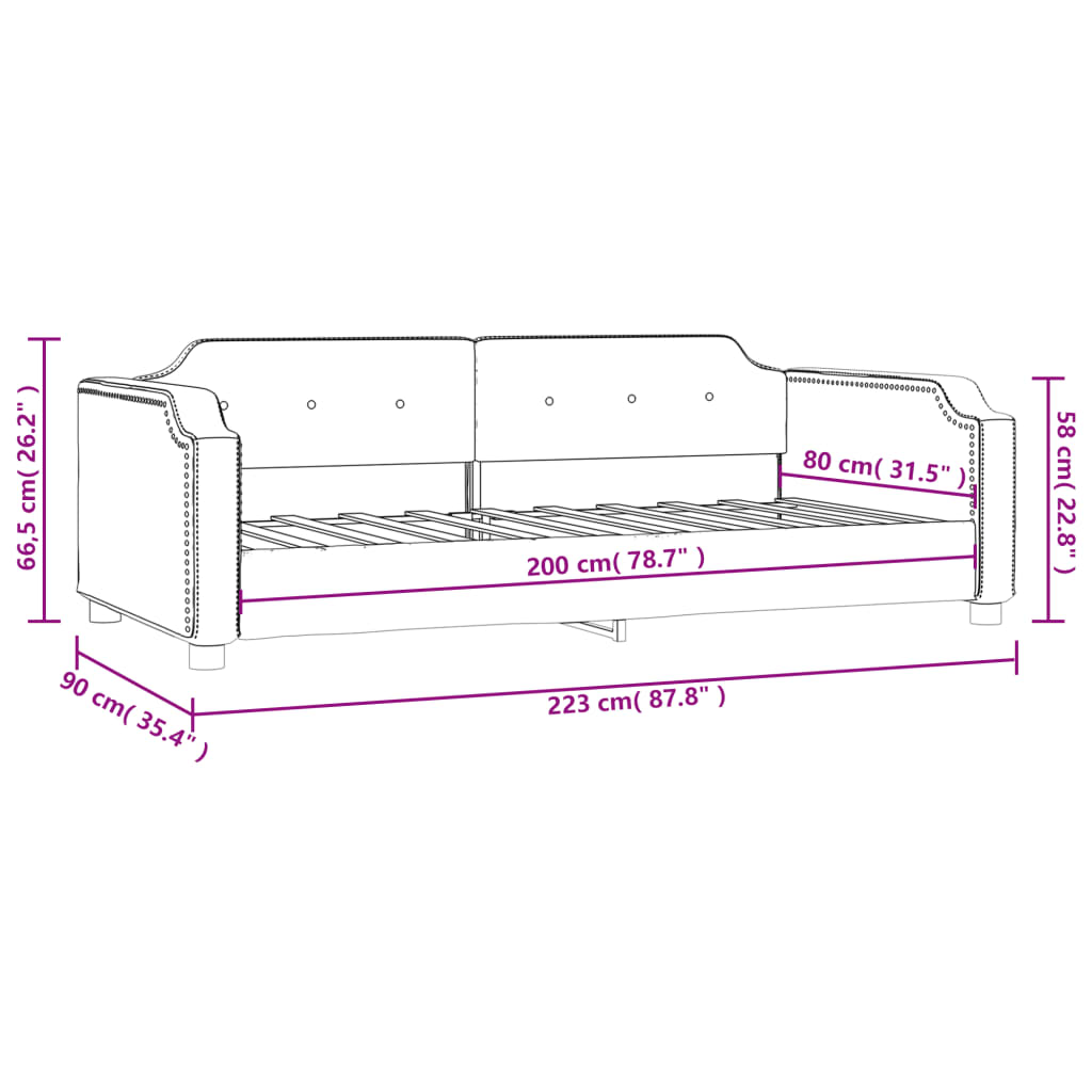 vidaXL Lit de repos sans matelas noir 80x200 cm tissu