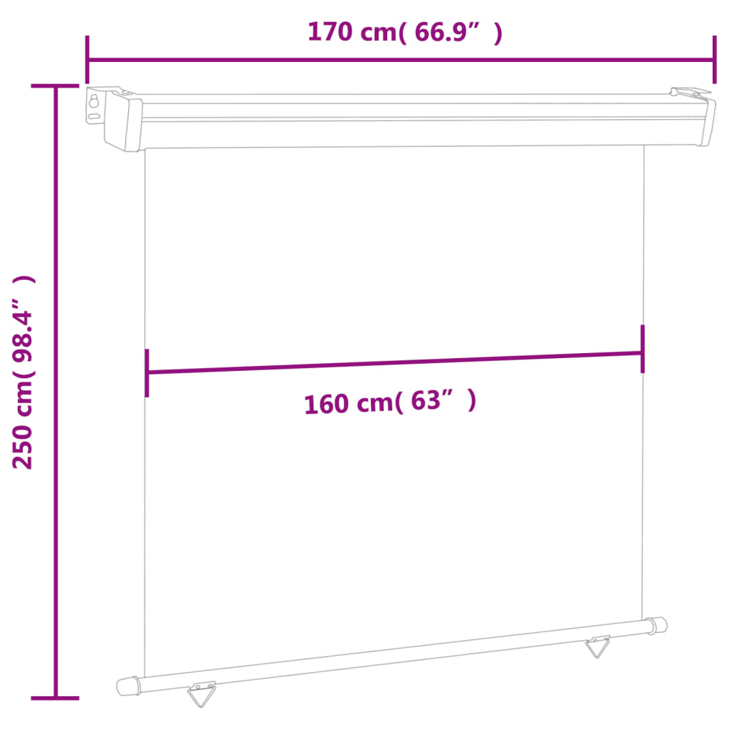 vidaXL Auvent latéral de balcon 175x250 cm noir