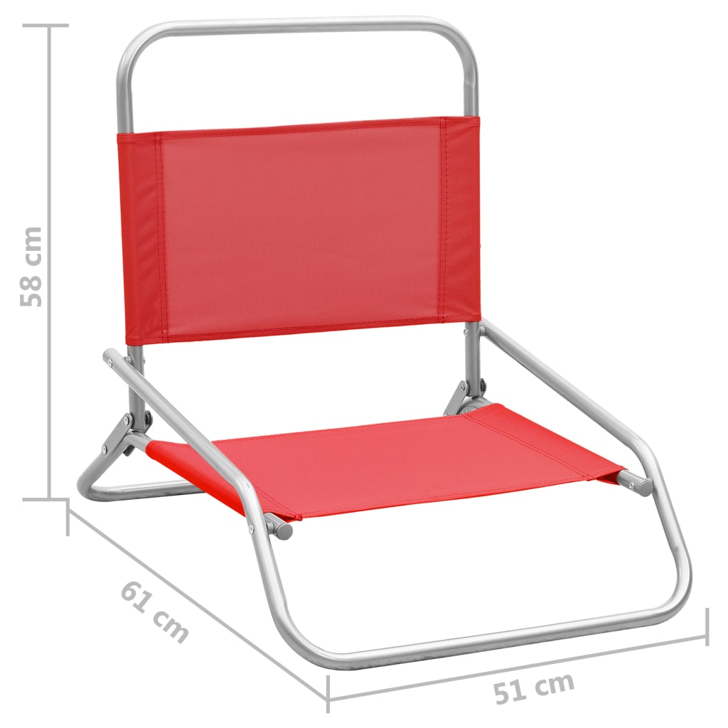 vidaXL Chaises de plage pliables 2 pcs Rouge Tissu