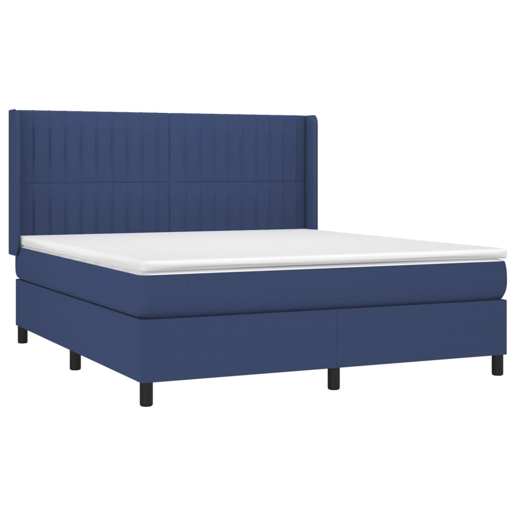 vidaXL Sommier à lattes de lit avec matelas Bleu 180x200 cm Tissu