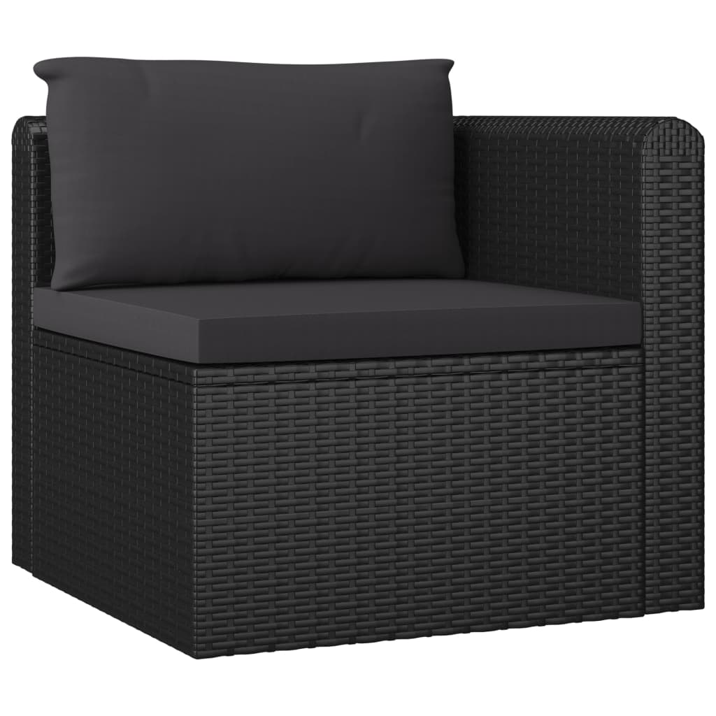 vidaXL Salon de jardin 10 pcs avec coussins Résine tressée Noir