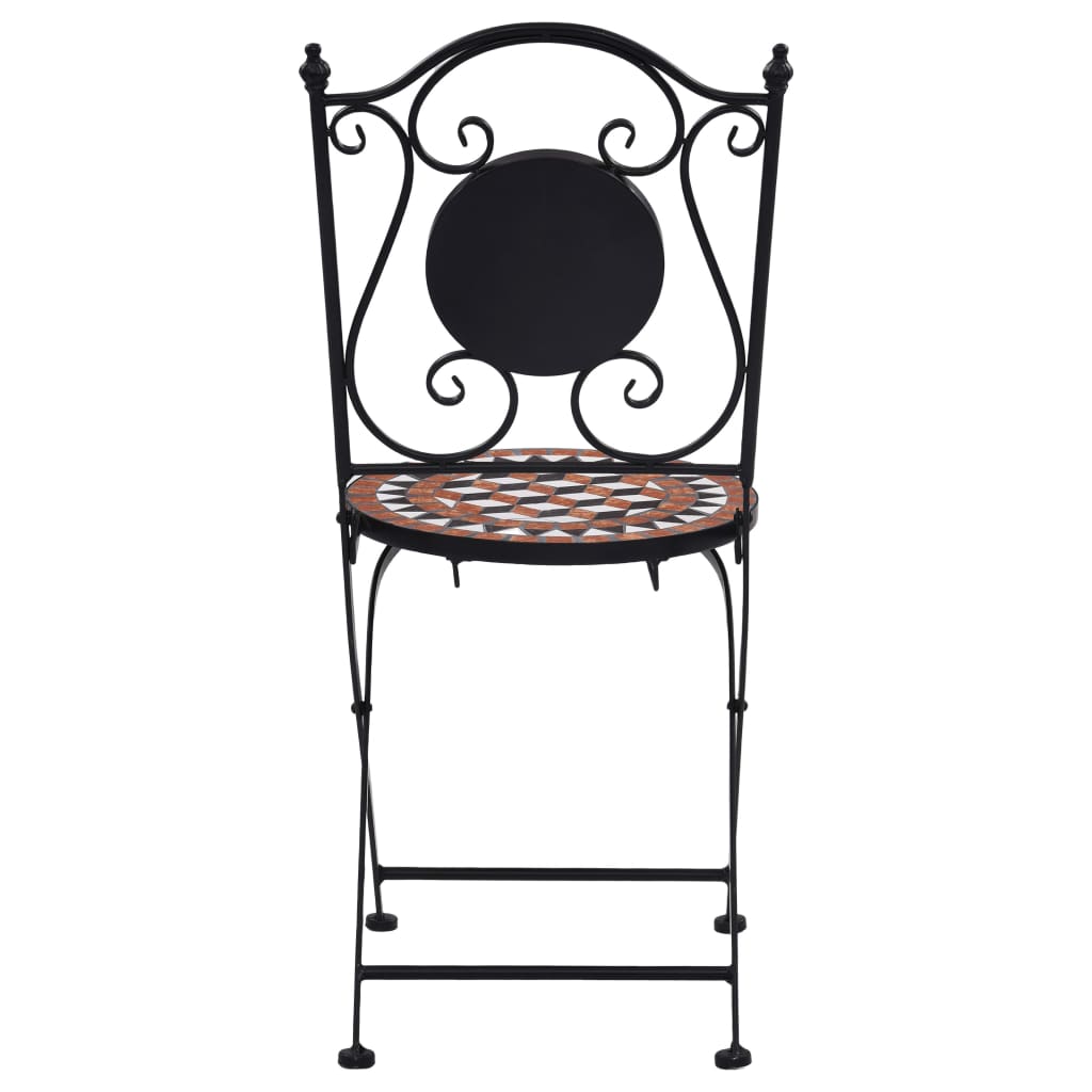 vidaXL Chaises de bistrot mosaïque lot de 2 Marron Céramique