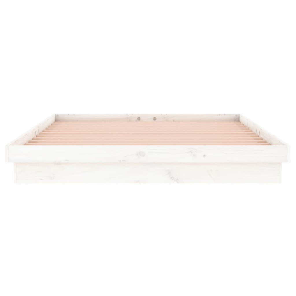 vidaXL Cadre de lit à LED blanc 120x190 cm petit double bois massif