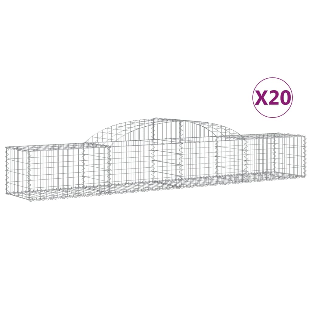 vidaXL Paniers à gabions arqués 20 pcs 300x50x40/60 cm fer galvanisé