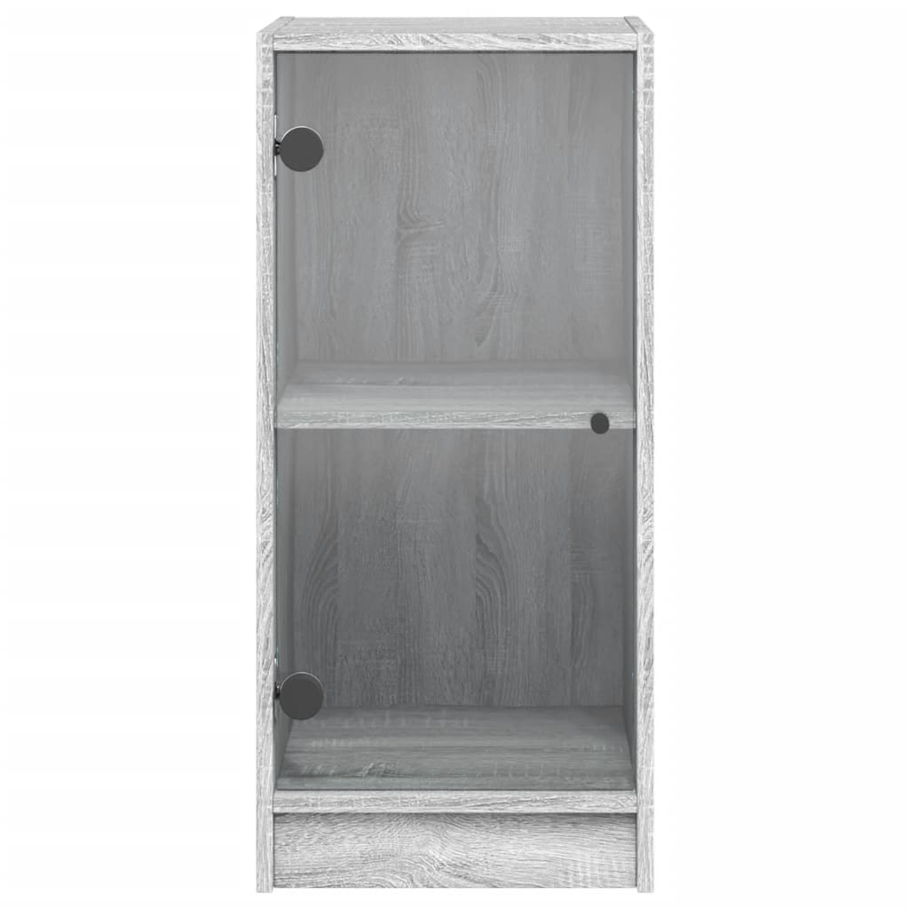 vidaXL Armoire latérale avec portes en verre sonoma gris 35x37x75,5 cm