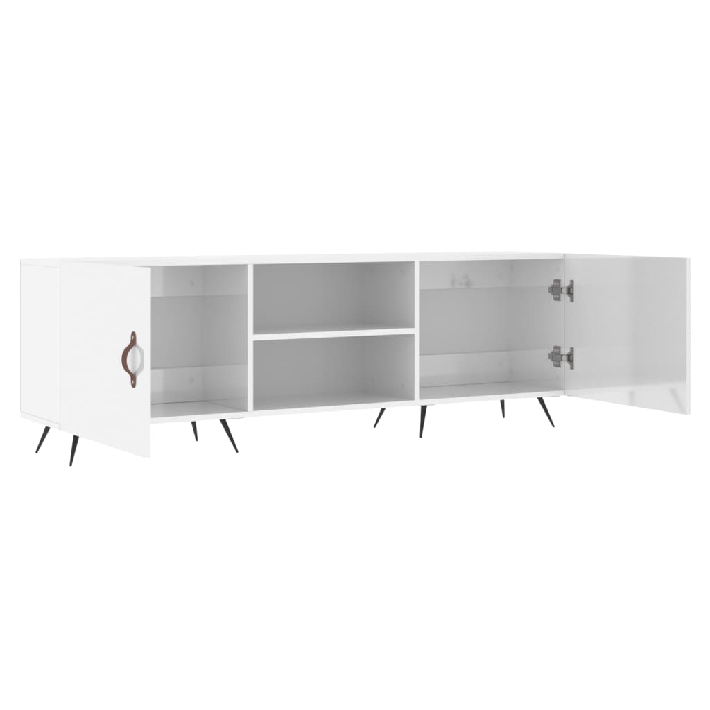 vidaXL Meuble TV blanc brillant 150x30x50 cm bois d'ingénierie