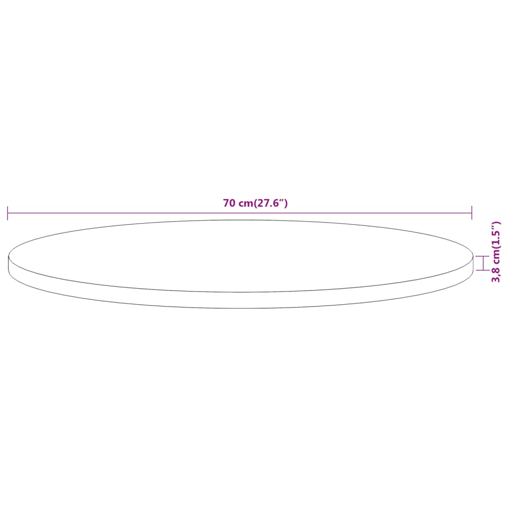 vidaXL Dessus de table Ø70x3,8 cm rond bois massif d'acacia