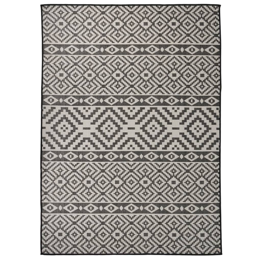 vidaXL Tapis à tissage plat d'extérieur 200x280 cm Rayures noires