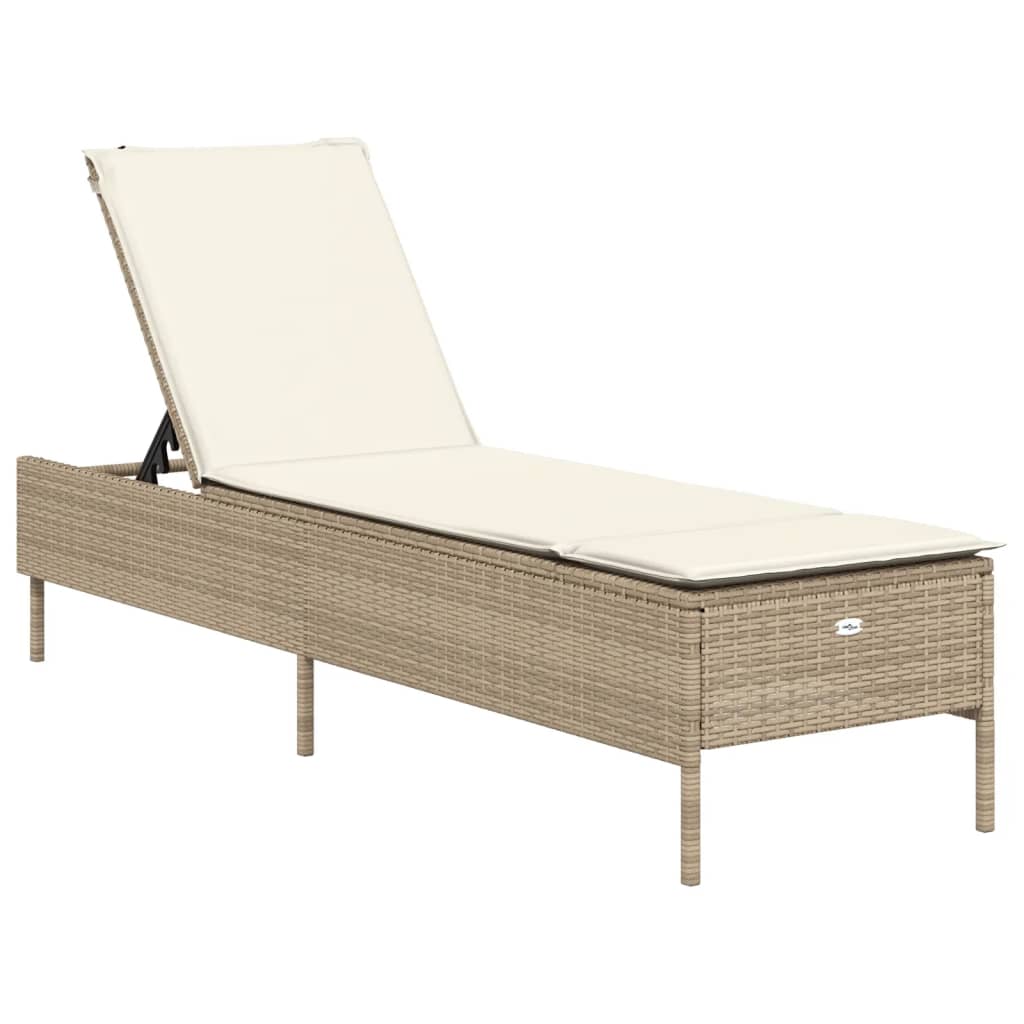 vidaXL Chaises longues avec coussins lot de 2 beige résine tressée