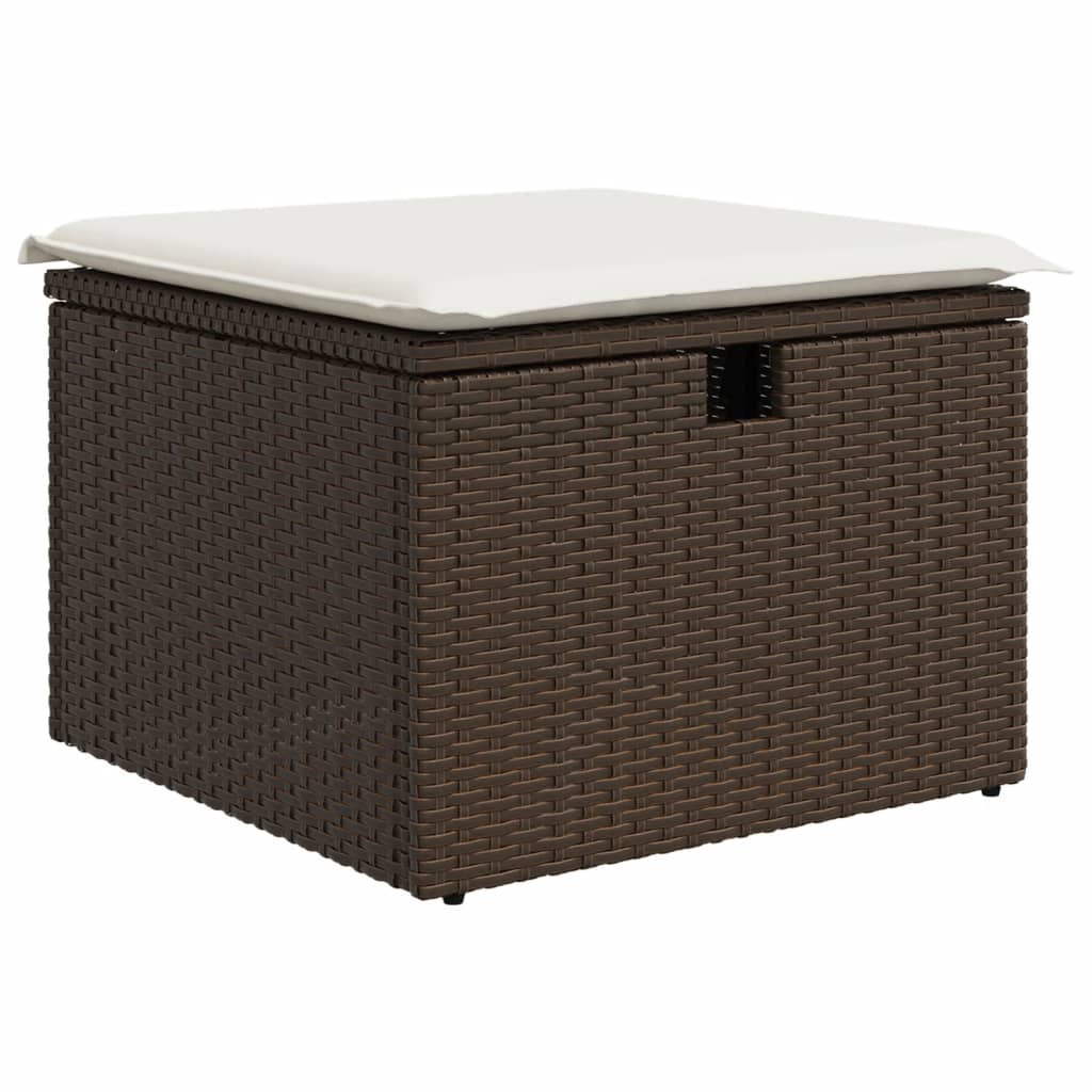 vidaXL Salon de jardin avec coussins 9 pcs marron résine tressée