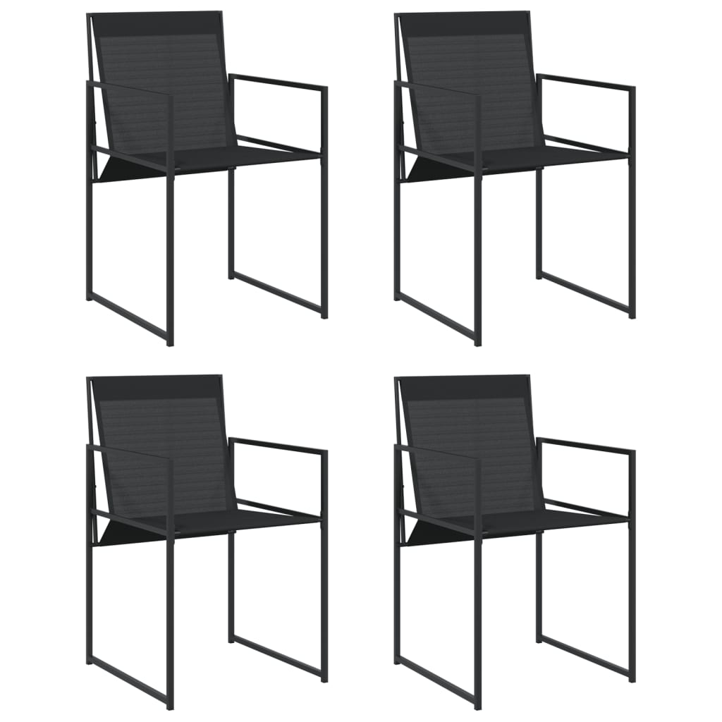 vidaXL Chaises de jardin 4 pcs noir acier et textilène