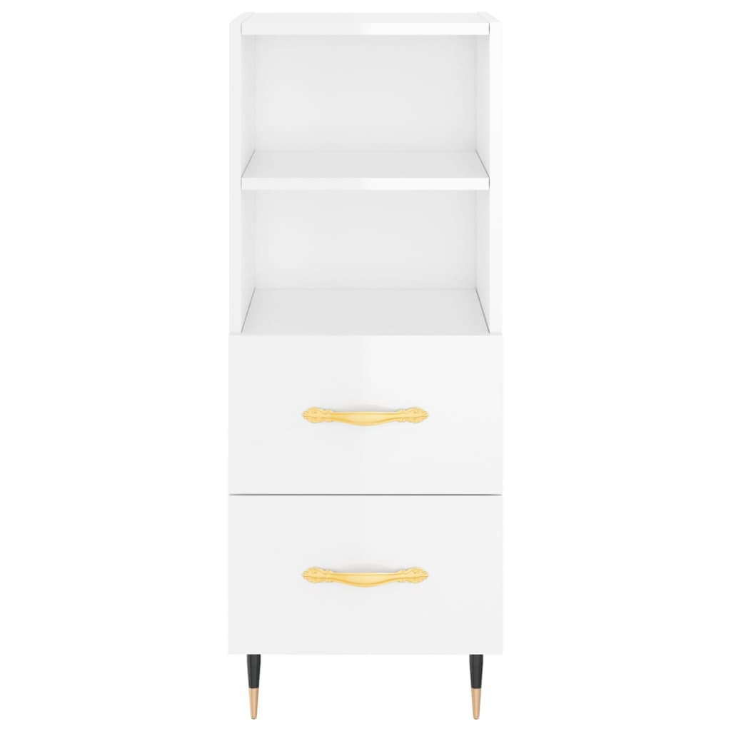 vidaXL Buffet haut Blanc brillant 34,5x34x180 cm Bois d'ingénierie