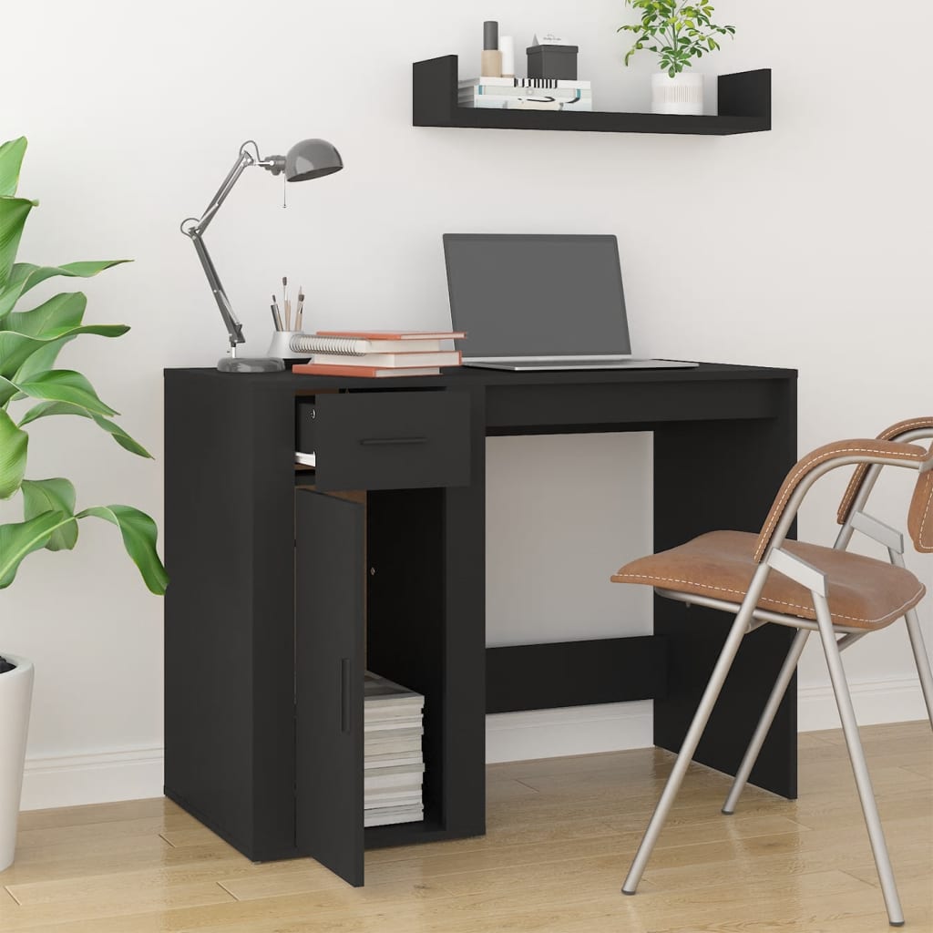 vidaXL Bureau Noir 100x49x75 cm Bois d'ingénierie