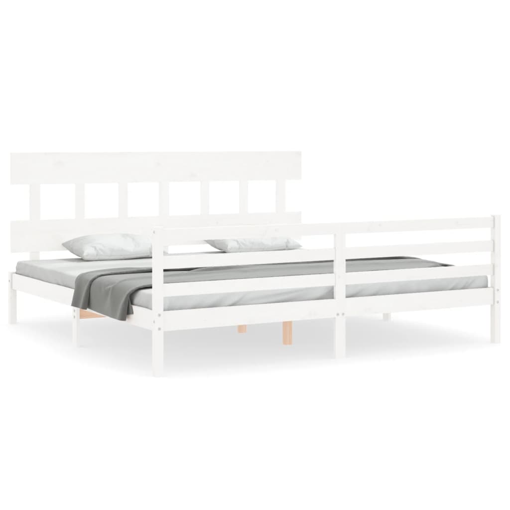 vidaXL Cadre de lit sans matelas blanc bois massif