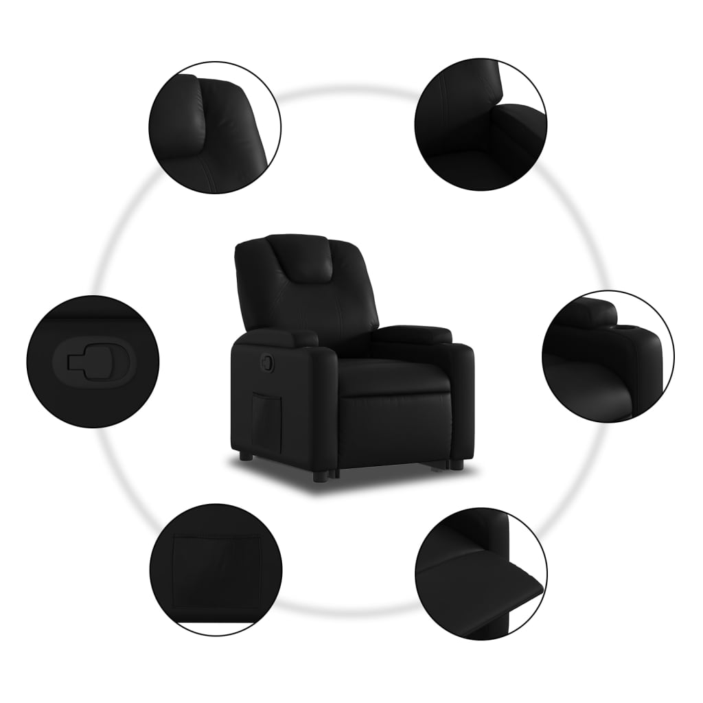 vidaXL Fauteuil inclinable Noir Similicuir