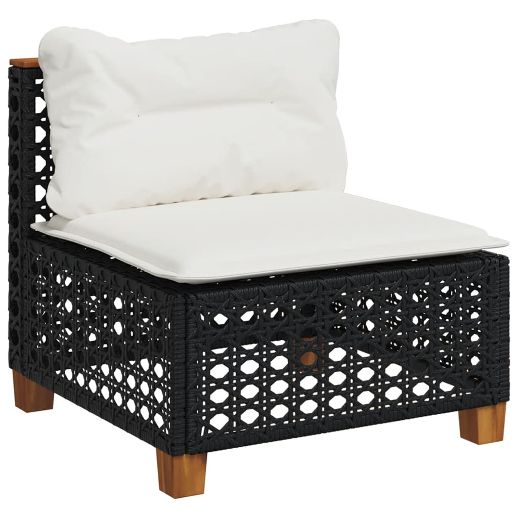 vidaXL Salon de jardin 8 pcs avec coussins noir résine tressée