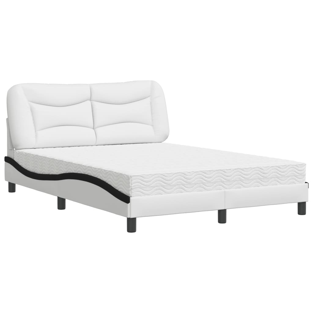 vidaXL Lit avec matelas blanc et noir 120x200 cm similicuir