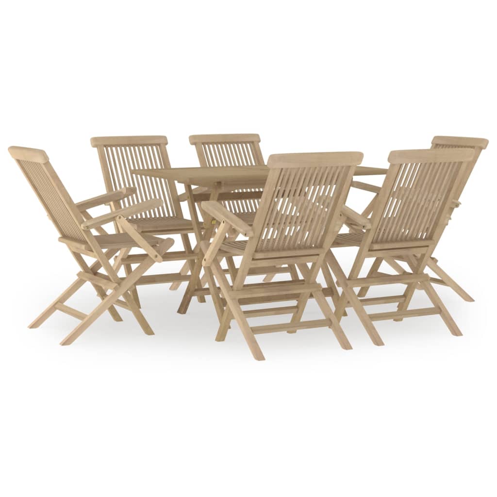 vidaXL Salon de jardin 7 pcs gris bois de teck solide