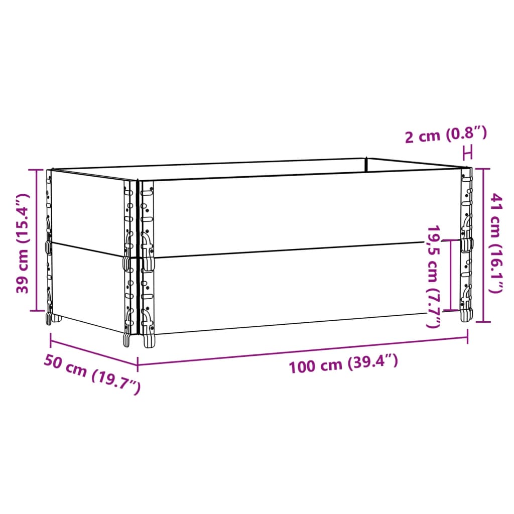 vidaXL Colliers de palette 2 pcs marron 100x50 cm bois de pin solide