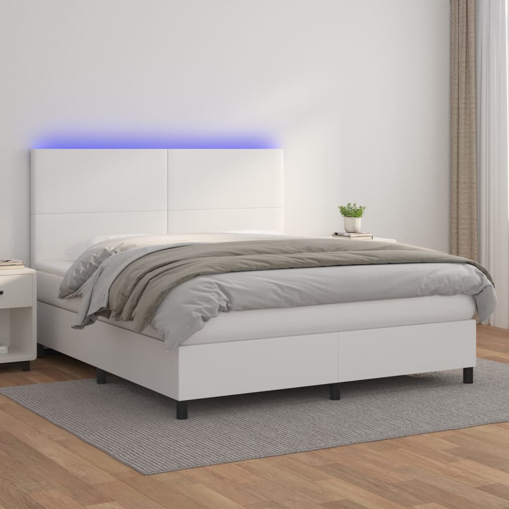 vidaXL Sommier à lattes de lit avec matelas et LED Blanc 160x200 cm