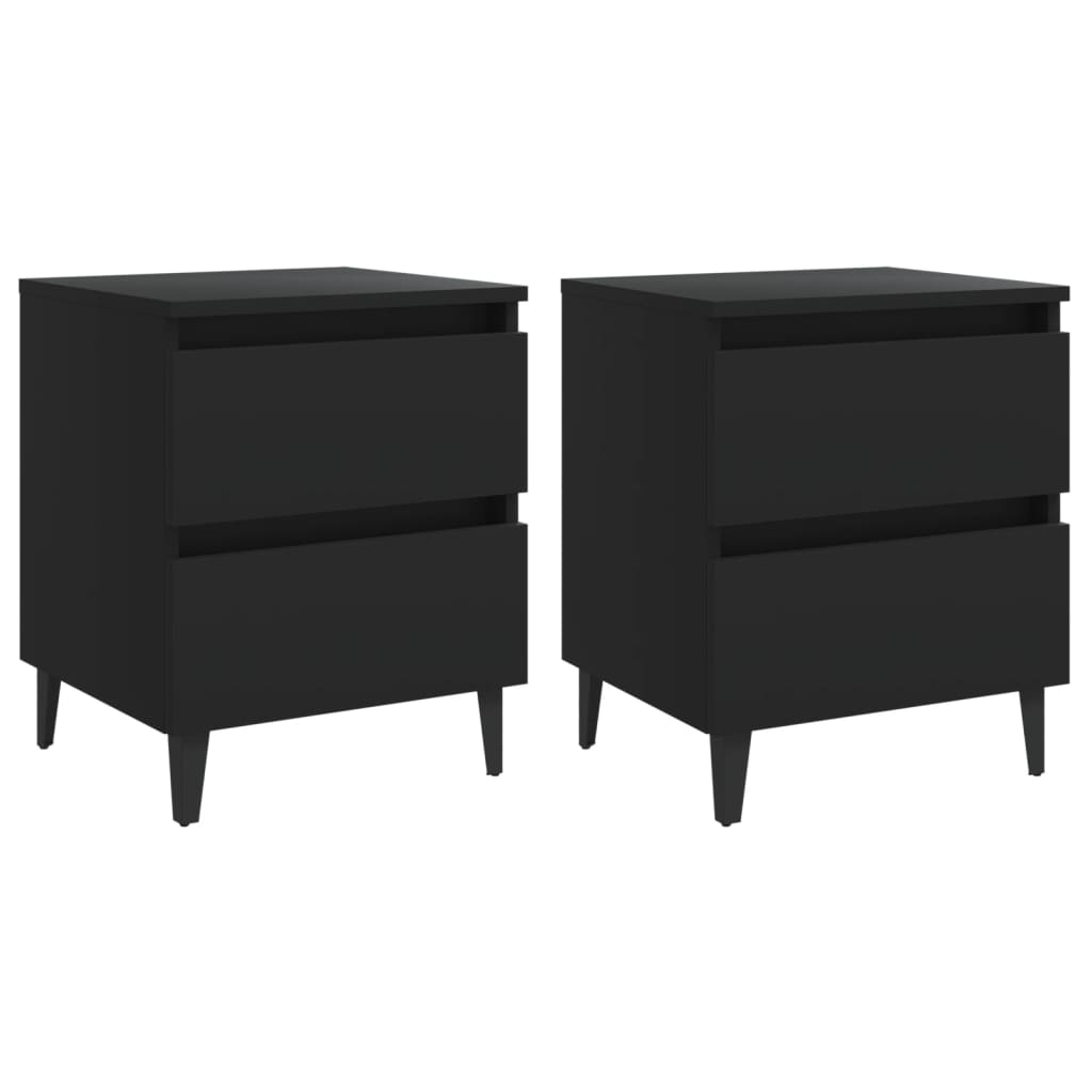 vidaXL Tables de chevet 2 pcs noir 40x35x50 cm bois d'ingénierie