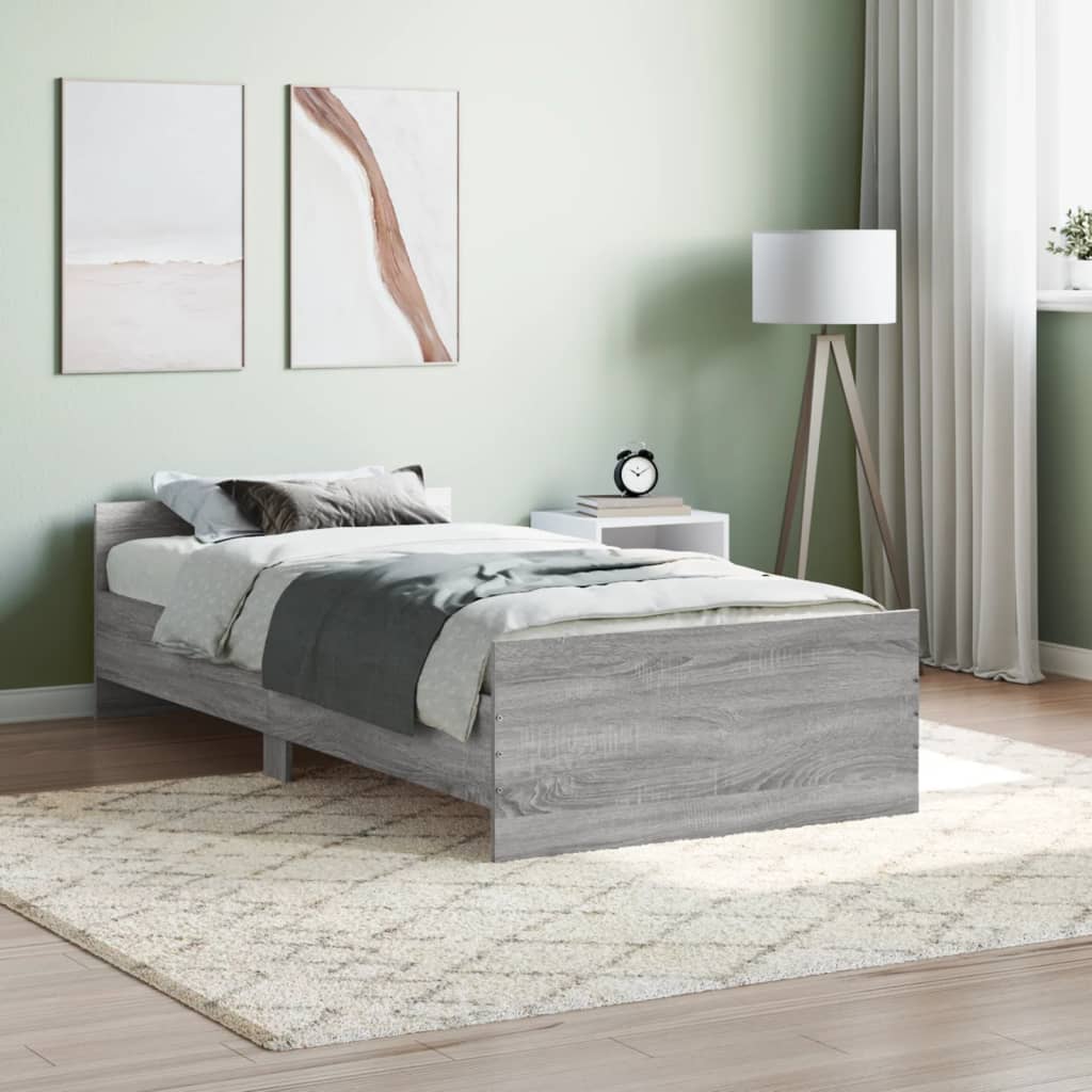 vidaXL Cadre de lit sans matelas sonoma gris 100x200 cm