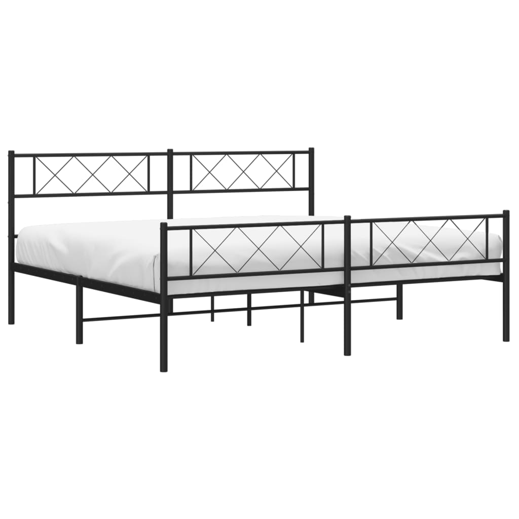 vidaXL Cadre de lit métal sans matelas avec pied de lit noir 200x200cm