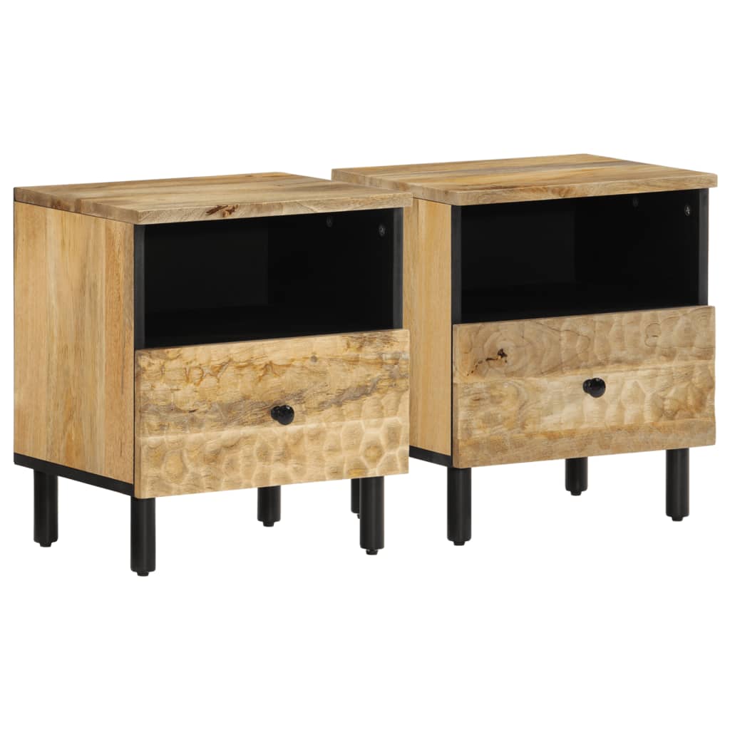 vidaXL Tables de chevet 2 pcs 40x33x46 cm Bois de manguier solide