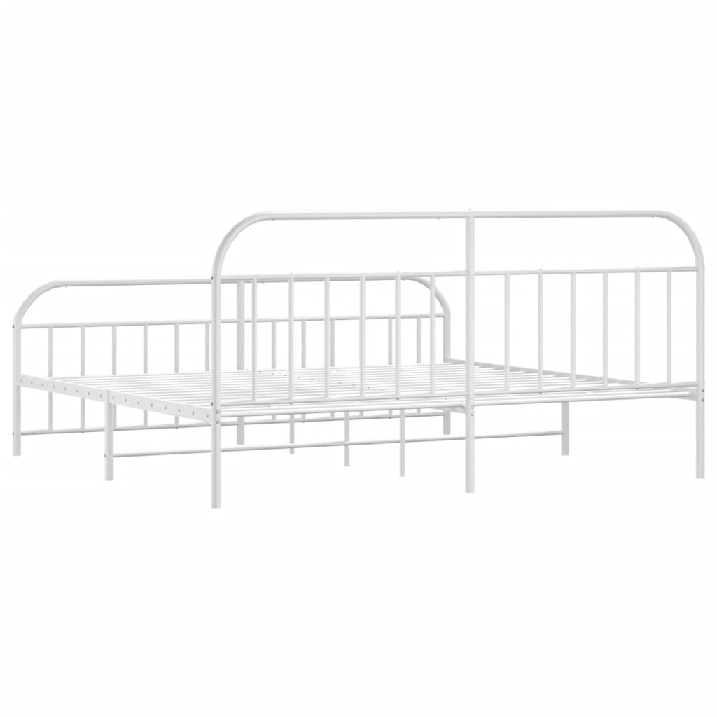 vidaXL Cadre de lit métal sans matelas et pied de lit blanc 200x200 cm