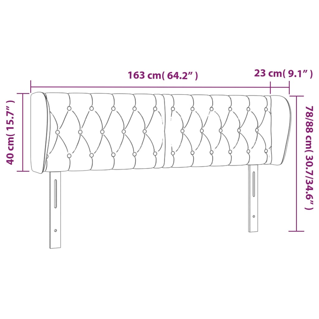 vidaXL Tête de lit avec oreilles Gris clair 163x23x78/88 cm Tissu