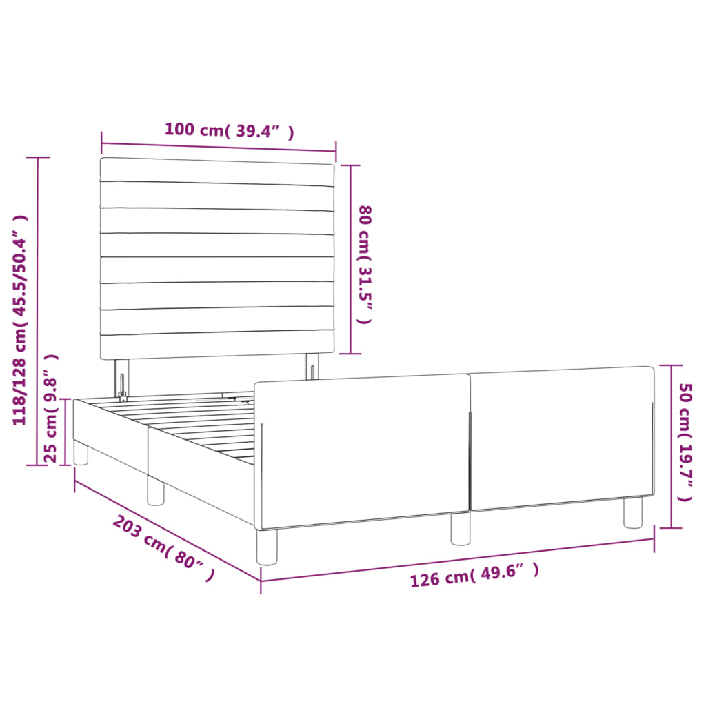 vidaXL Cadre de lit sans matelas rose 120x200 cm velours