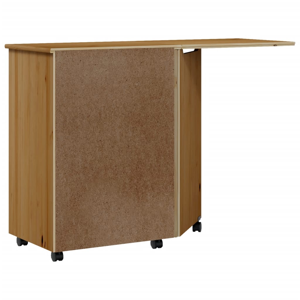 vidaXL Armoire roulante avec bureau MOSS marron miel bois de pin