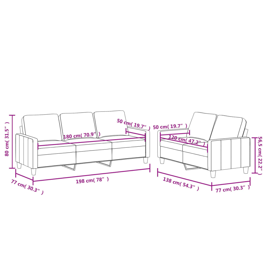 vidaXL Ensemble de canapés 2 pcs avec coussins Cappuccino Similicuir