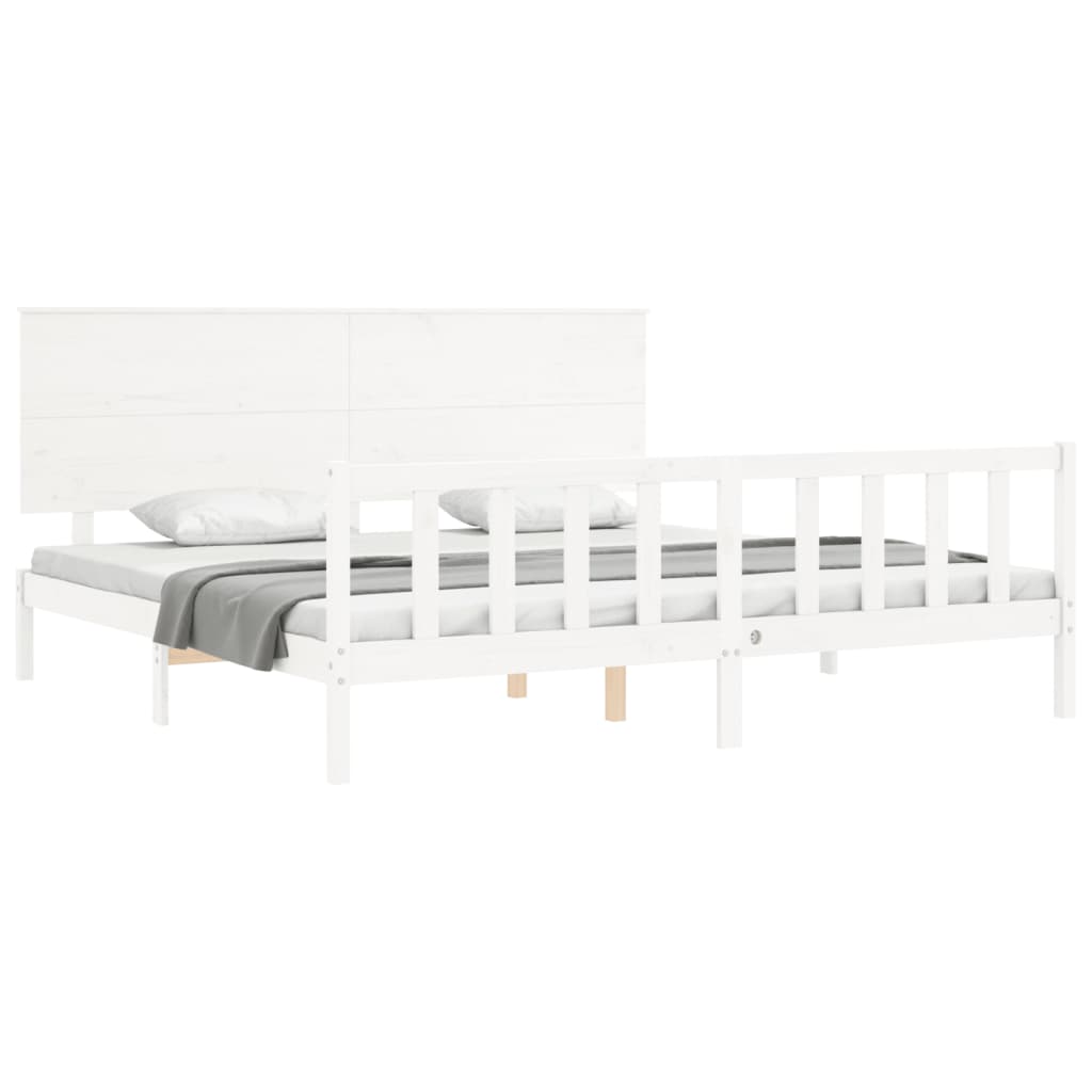 vidaXL Cadre de lit sans matelas blanc bois massif de pin