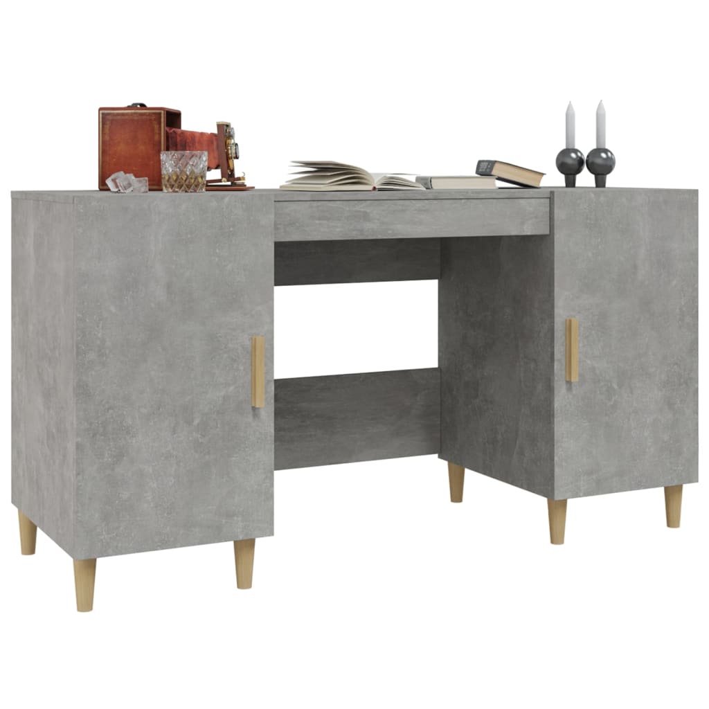 vidaXL Bureau Gris béton 140x50x75 cm Bois d'ingénierie