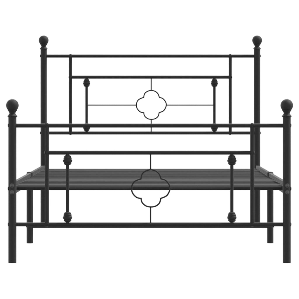 vidaXL Cadre de lit métal sans matelas avec pied de lit noir 107x203cm