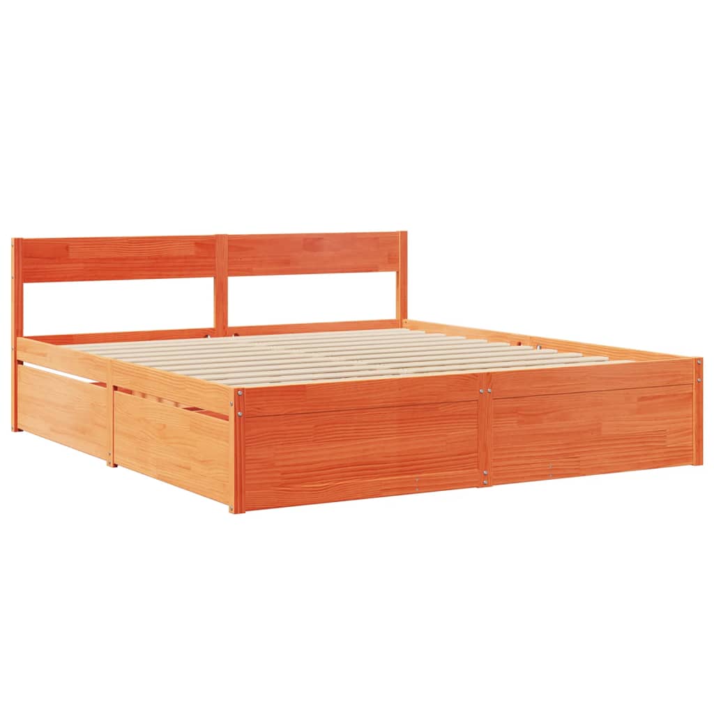 vidaXL Cadre de lit sans matelas cire marron 200x200cm bois pin massif